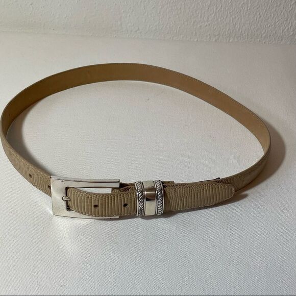 Brighton tan Crocodile belt with silver buckle ML 32 - Picture 3 of 6